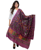 Banjara India Women's Pure Cotton Aari Embroidery & Foil Mirrors Dupatta (Bharchak VIP) Magenta Violet - VIP10 - Banjara India