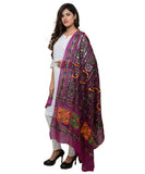 Banjara India Women's Pure Cotton Aari Embroidery & Foil Mirrors Dupatta (Bharchak VIP) Magenta Violet - VIP10 - Banjara India