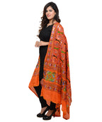 Banjara India Women's Pure Cotton Aari Embroidery & Foil Mirrors Dupatta (Bharchak VIP) Tangy Orange - VIP11 - Banjara India