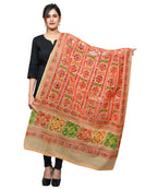 Banjara India Women's Pure Cotton Aari Embroidery & Foil Mirrors Dupatta (Bharchak VIP) Beige - VIP14 - Banjara India