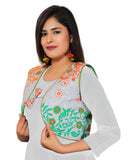 Poly Cotton Embroidered Kutchi Short Length Jacket/Koti - Tiranga