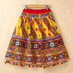 Banjara India Kutchi Emboidered Yellow Girls Chaniya Choli with Dupatta (CC-WAVE) - YELLOW