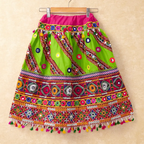 Banjara India Kutchi Emboidered Green Girls Chaniya Choli with Dupatta (CC-WAVE) - Green