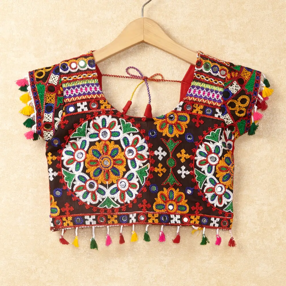 Banjara India Kutchi Emboidered Red Girls Chaniya Choli with Dupatta (CC-RING) - Red