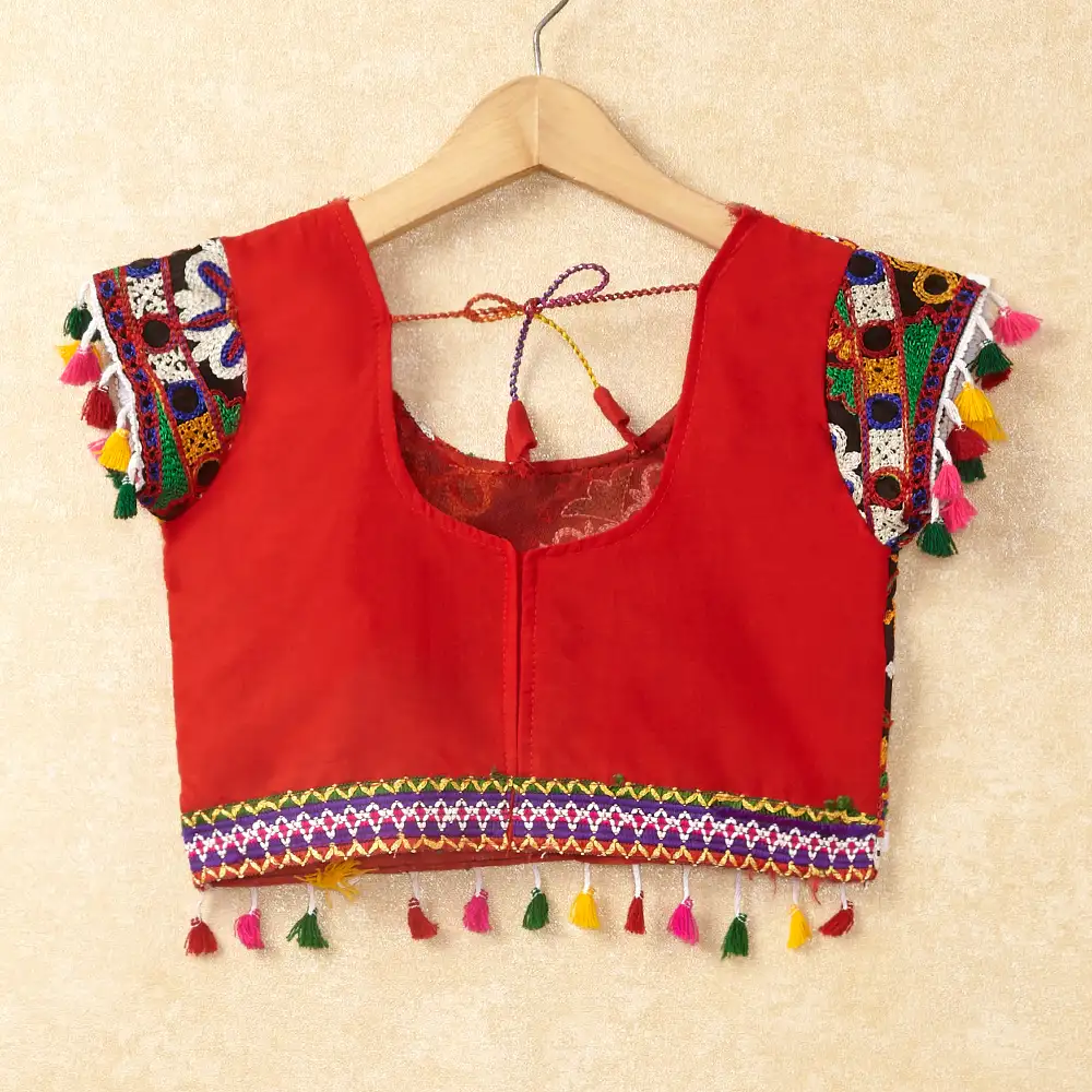 Banjara India Kutchi Emboidered Red Girls Chaniya Choli with Dupatta (CC-RING) - Red