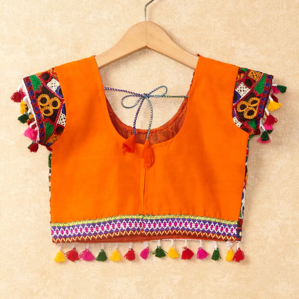 Banjara India Kutchi Emboidered Orange Girls Chaniya Choli with Dupatta (CC-RING) - ORANGE