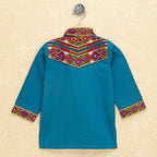 Kutchi EmboideTurquoise Kurta Pajama for Boys - Turquoise