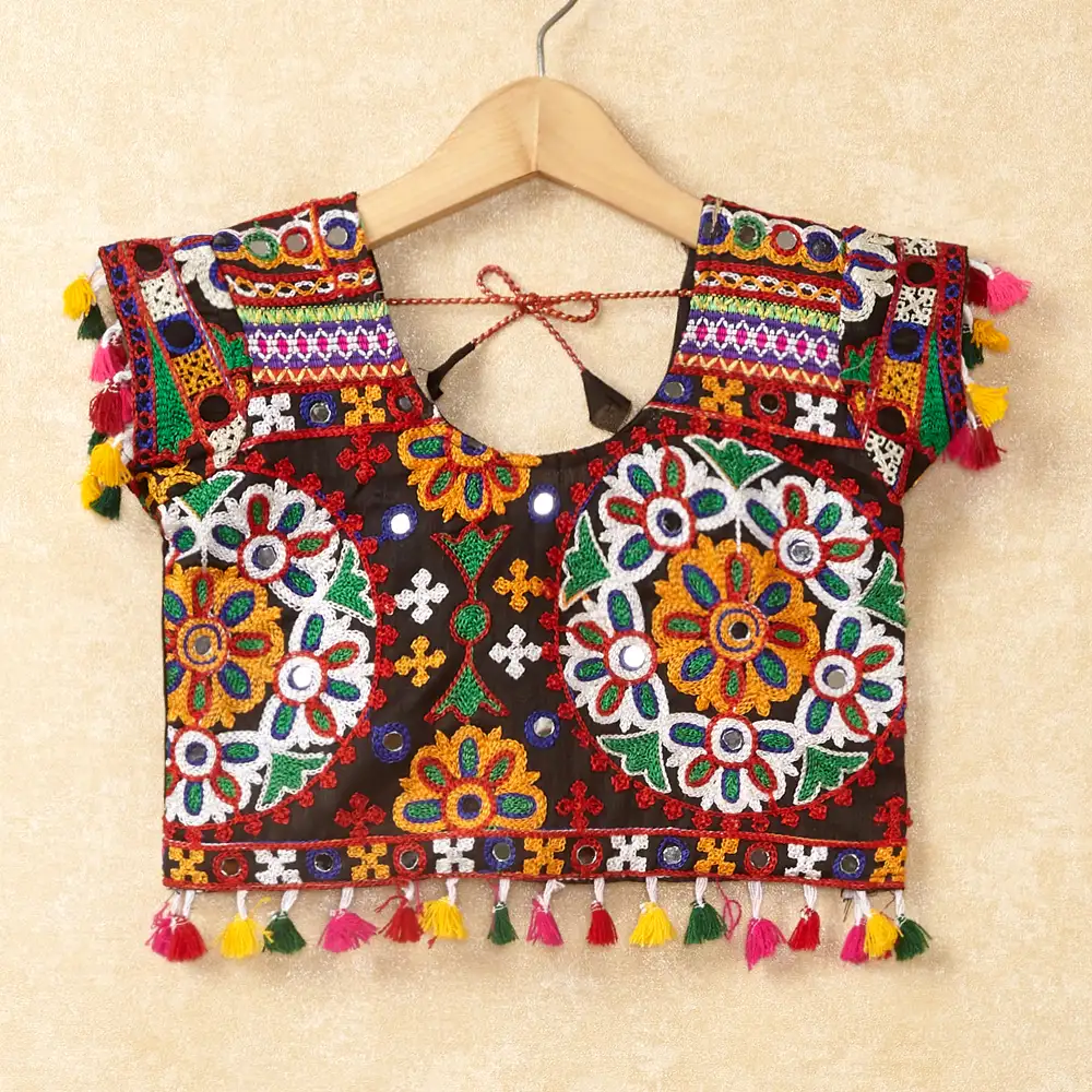 Banjara India Kutchi Emboidered Black Girls Chaniya Choli with Dupatta (CC-RING) - Black