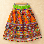 Banjara India Kutchi Emboidered Orange Girls Chaniya Choli with Dupatta (CC-WAVE) - ORANGE
