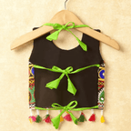 Banjara India Kutchi Emboidered Black Girls Chaniya Choli with Dupatta (CC-DROP) - GREEN