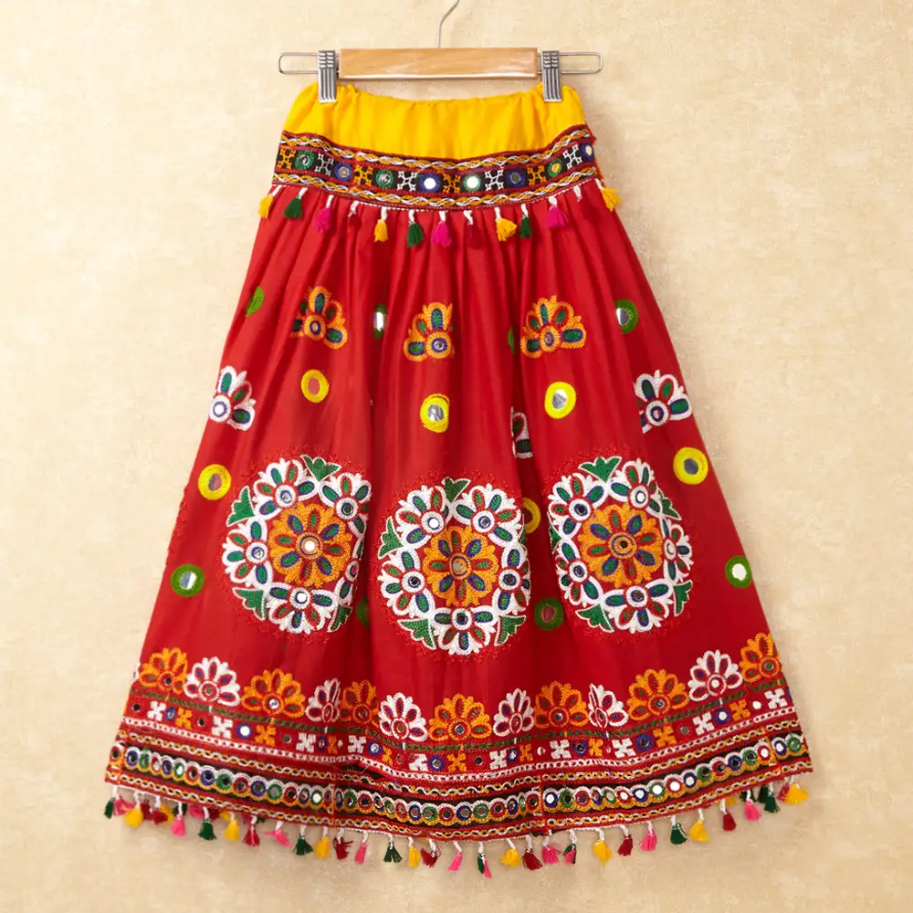 Banjara India Kutchi Emboidered Red Girls Chaniya Choli with Dupatta (CC-RING) - Red