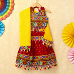 Banjara India Kutchi Emboidered White Girls Chaniya Choli with Dupatta (CC-POP) - Red