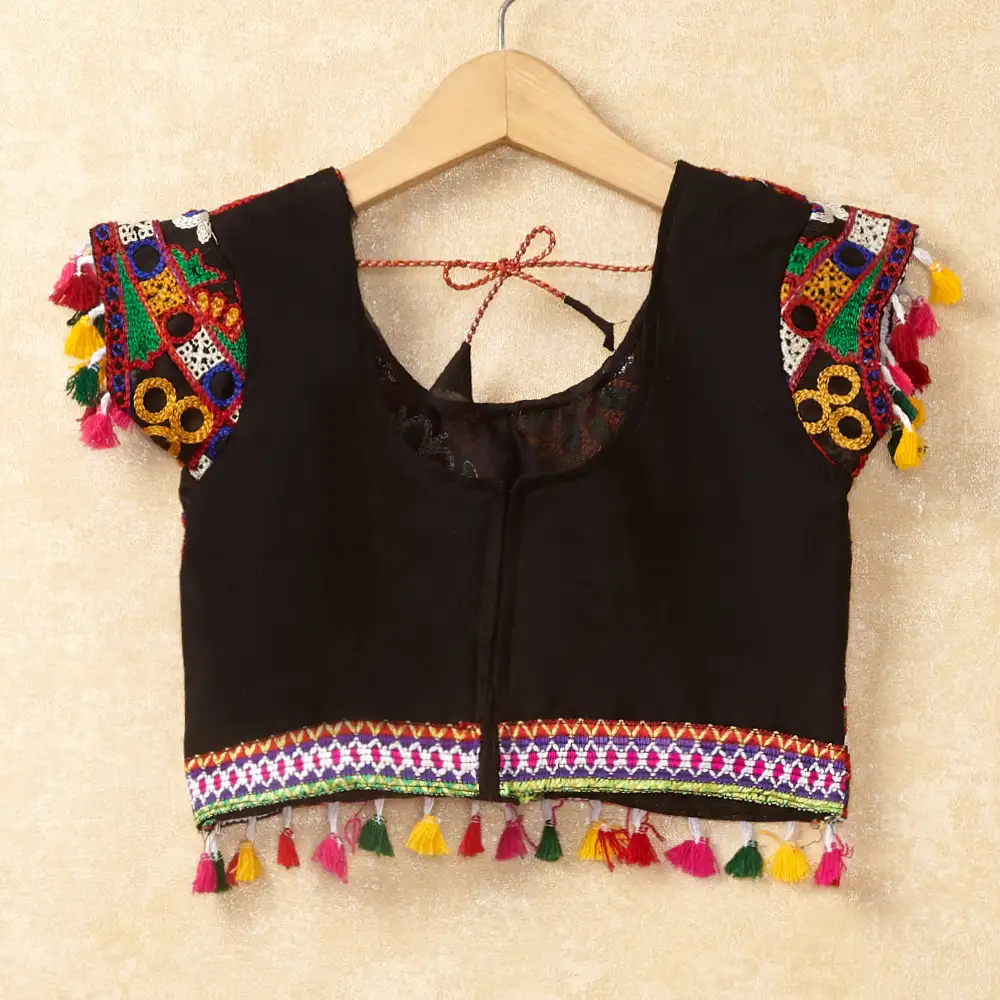 Banjara India Kutchi Emboidered Black Girls Chaniya Choli with Dupatta (CC-RING) - Black