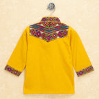 Kutchi EmboideYellow Kurta Pajama for Boys - Yellow