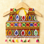 Banjara India Kutchi Emboidered White Girls Chaniya Choli with Dupatta (CC-DROP) - YELLOW