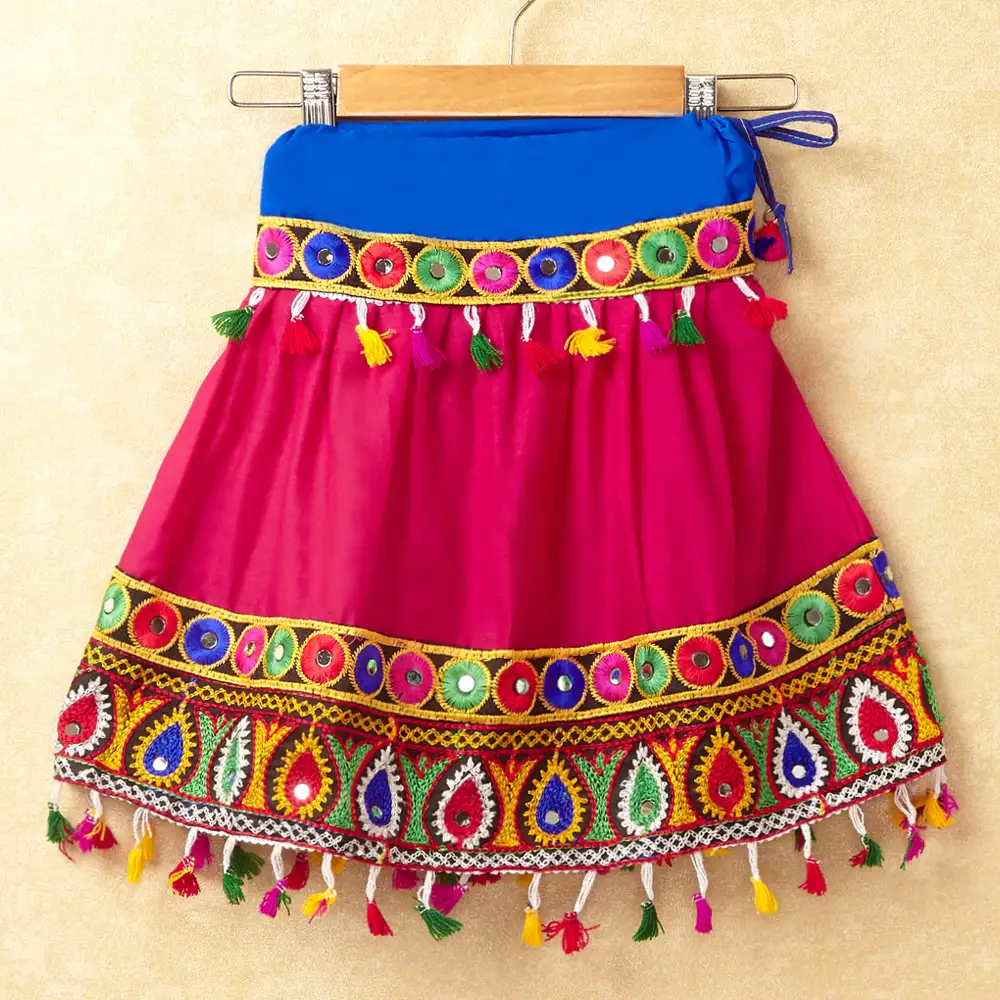 Banjara India Kutchi Emboidered Blue Girls Chaniya Choli with Dupatta (CC-DROP) - PINK