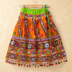 Banjara India Kutchi Emboidered Orange Girls Chaniya Choli with Dupatta (CC-WAVE) - ORANGE