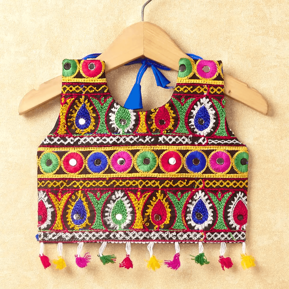 Banjara India Kutchi Emboidered Pink Girls Chaniya Choli with Dupatta (CC-DROP) - BLUE