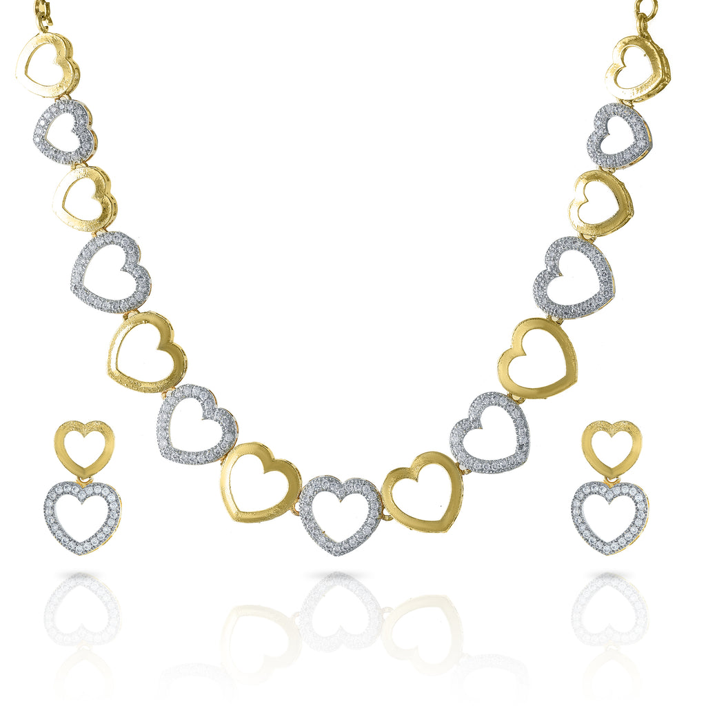 Charms Designer Gold Plated Jewellery Set with Earrings for Women/Girls (NECK-15)