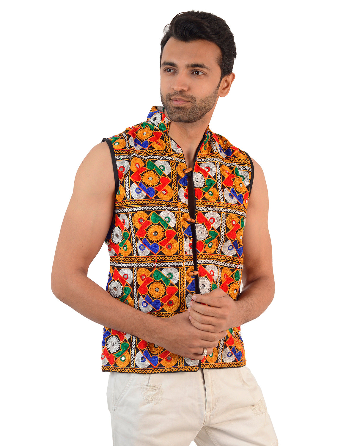 Banjara India Kutch Work Embroidered Navratri Koti/Jacket for Men