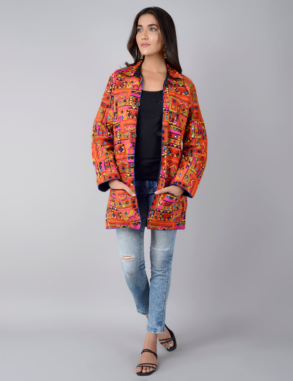 Pre-Order: Kutch Work Long Boho Style Blazer (Limited Edition)