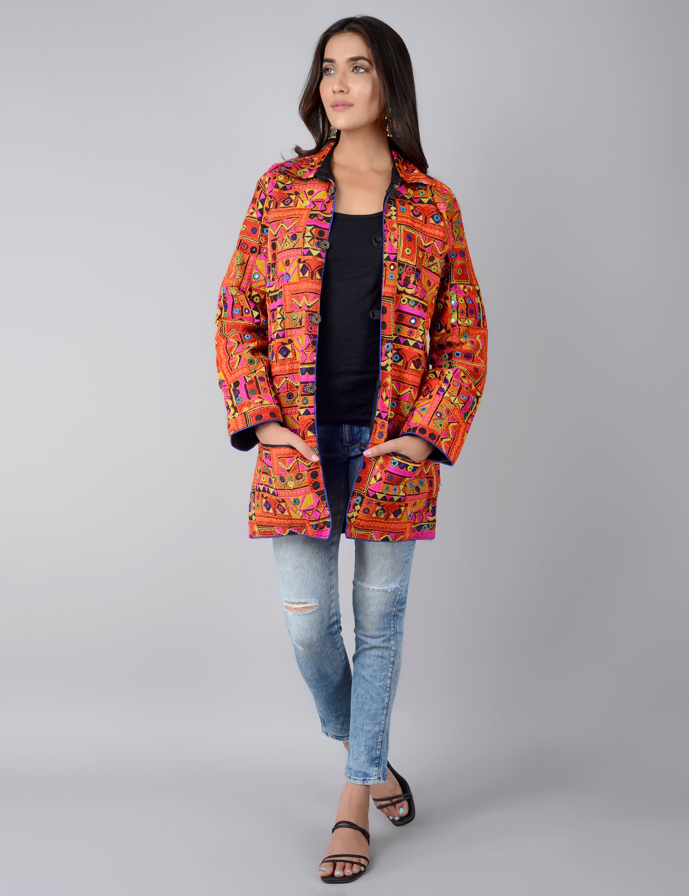 Pre-Order: Kutch Work Long Boho Style Blazer (Limited Edition)
