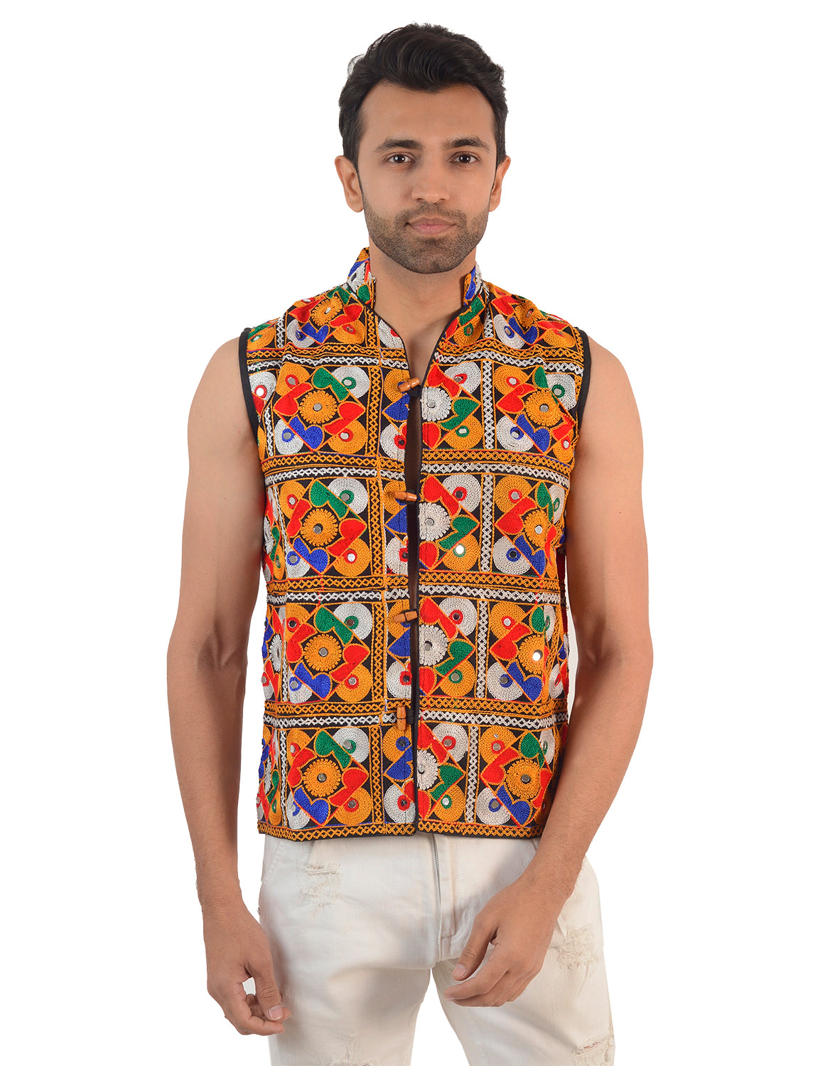 Banjara India Kutch Work Embroidered Navratri Koti/Jacket for Men