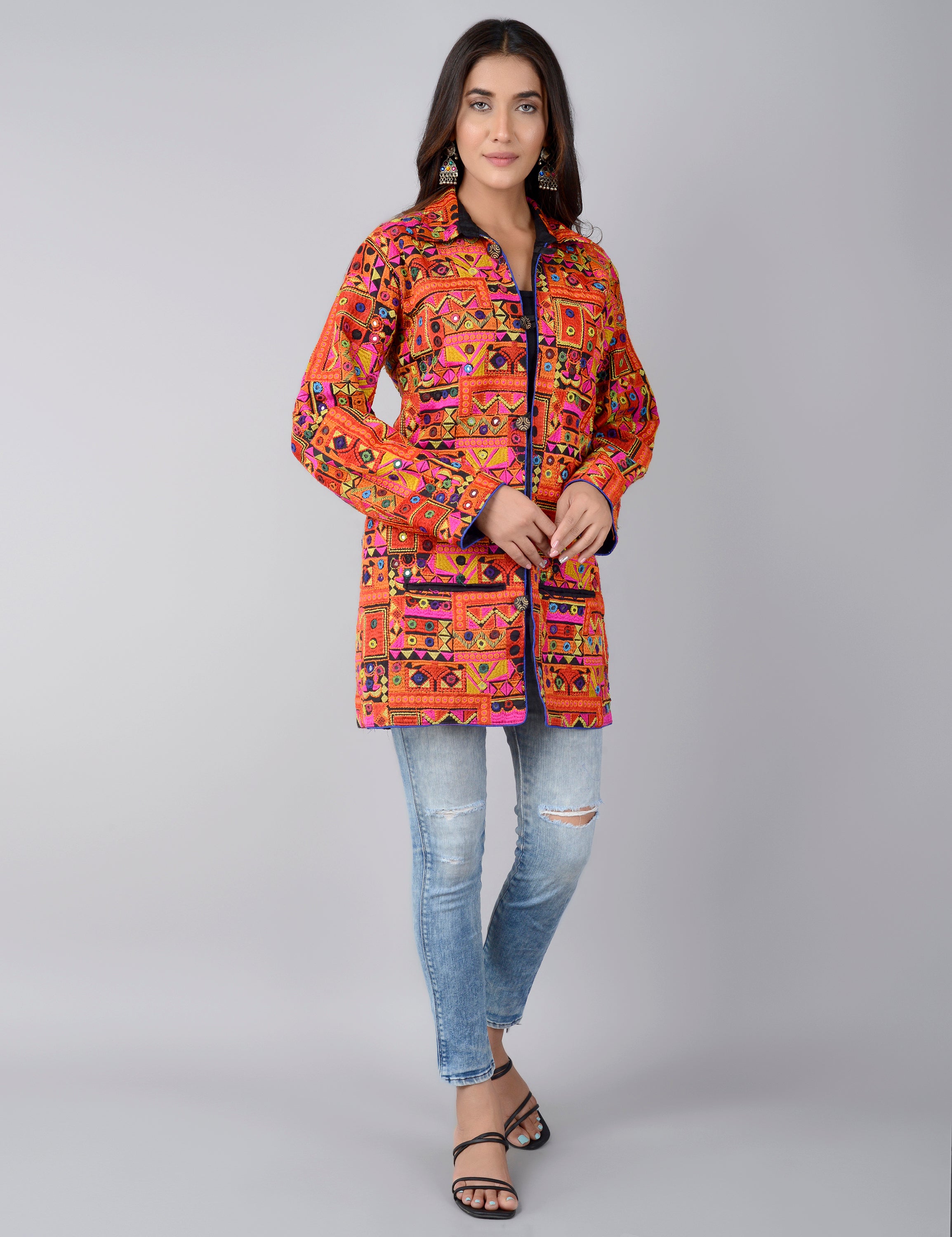 Pre-Order: Kutch Work Long Boho Style Blazer (Limited Edition)