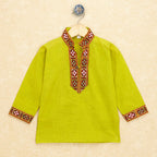 Kutchi Emboidered Kurta Pajama for Boys - Lt. Green