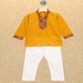 Kutchi Emboidered Kurta Pajama for Boys - Mustard