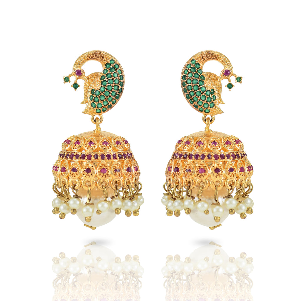 Charms Collection Gold Plated Pendant Set with Earrings for Women (NECK-08)