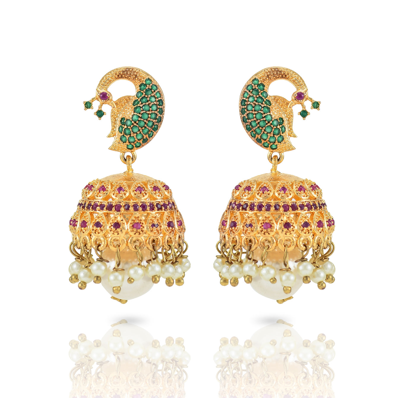 Charms Collection Gold Plated Pendant Set with Earrings for Women (NECK-08)