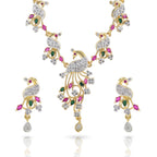 Charms Designer Gold Plated Peacock Jewellery Set for Women (NECK-23)