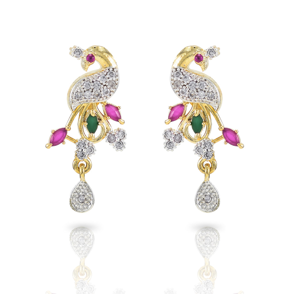 Charms Designer Gold Plated Peacock Jewellery Set for Women (NECK-23)