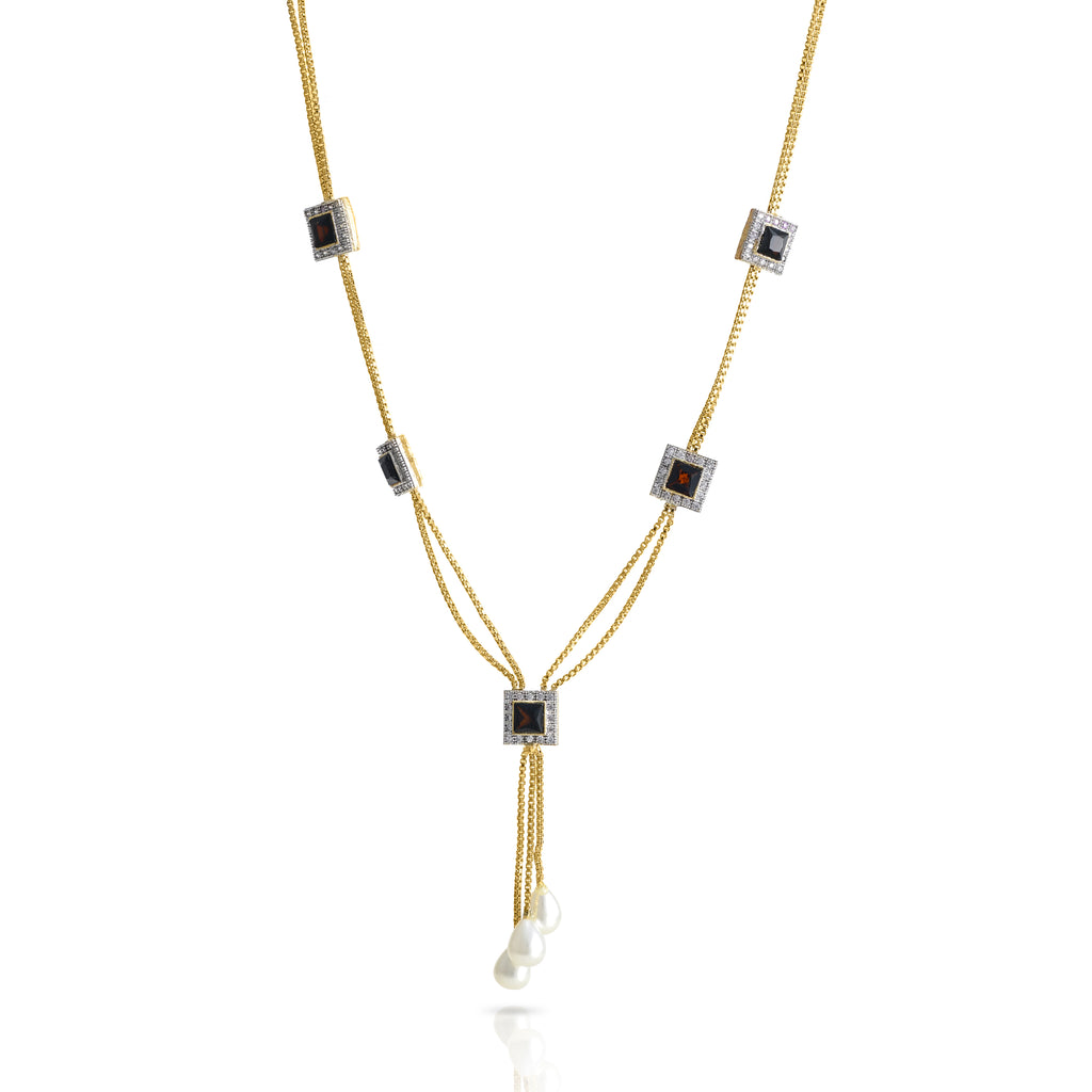 Charms Collection Gold Plated Pendant Set with Earrings for Women (NECK-09)