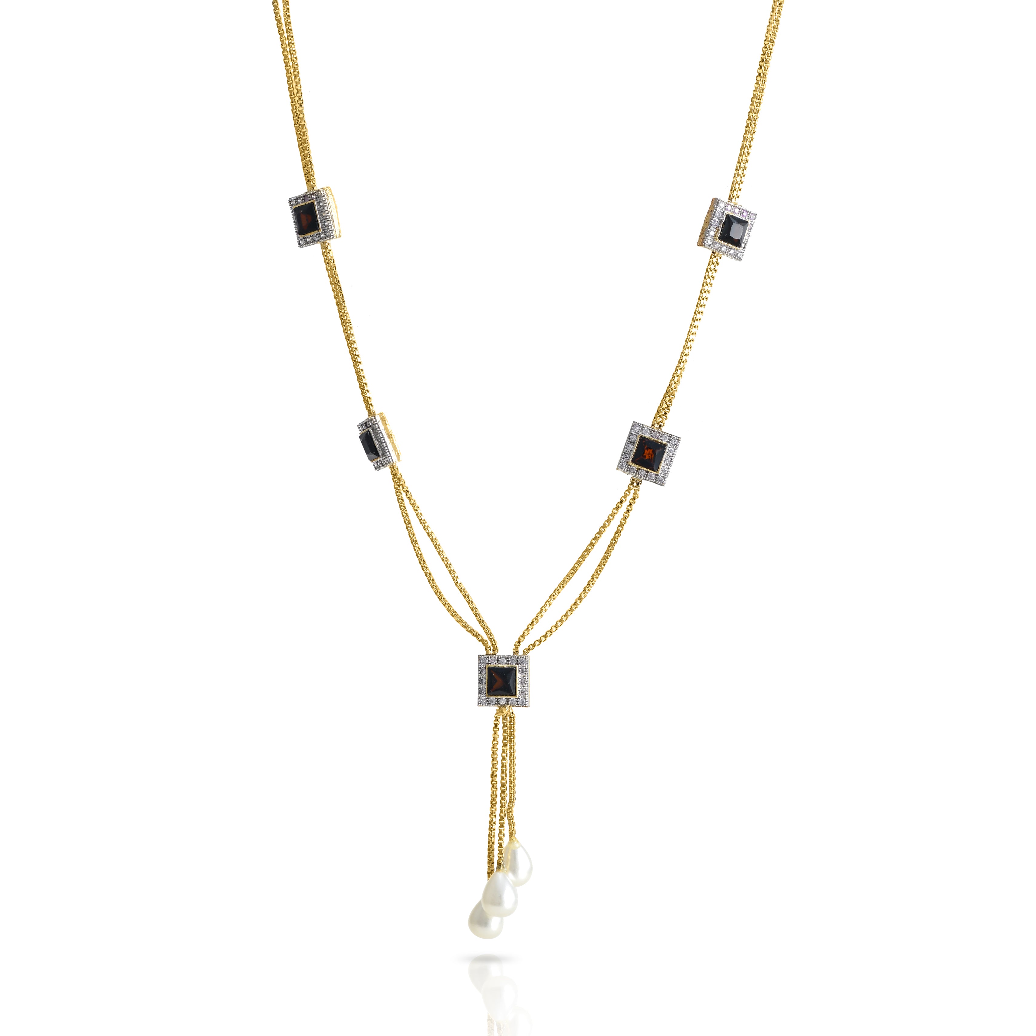 Charms Collection Gold Plated Pendant Set with Earrings for Women (NECK-09)