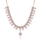 Charms Sparkling Rose Gold AD Jewellery Set with Earrings for Women/Girls (NECK-16)