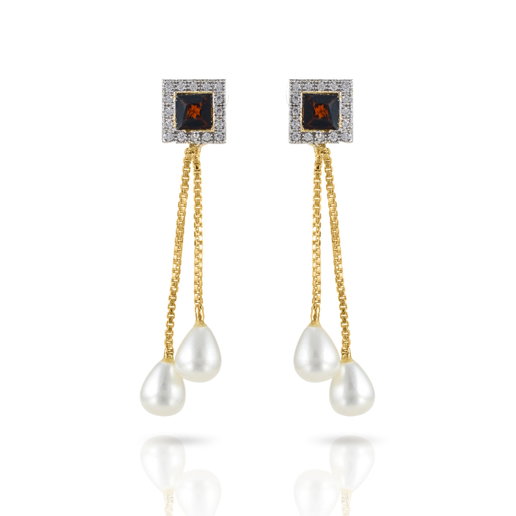 Charms Collection Gold Plated Pendant Set with Earrings for Women (NECK-09)