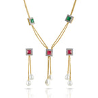 Charms Collection Gold Plated Pendant Set with Earrings for Women (NECK-10)