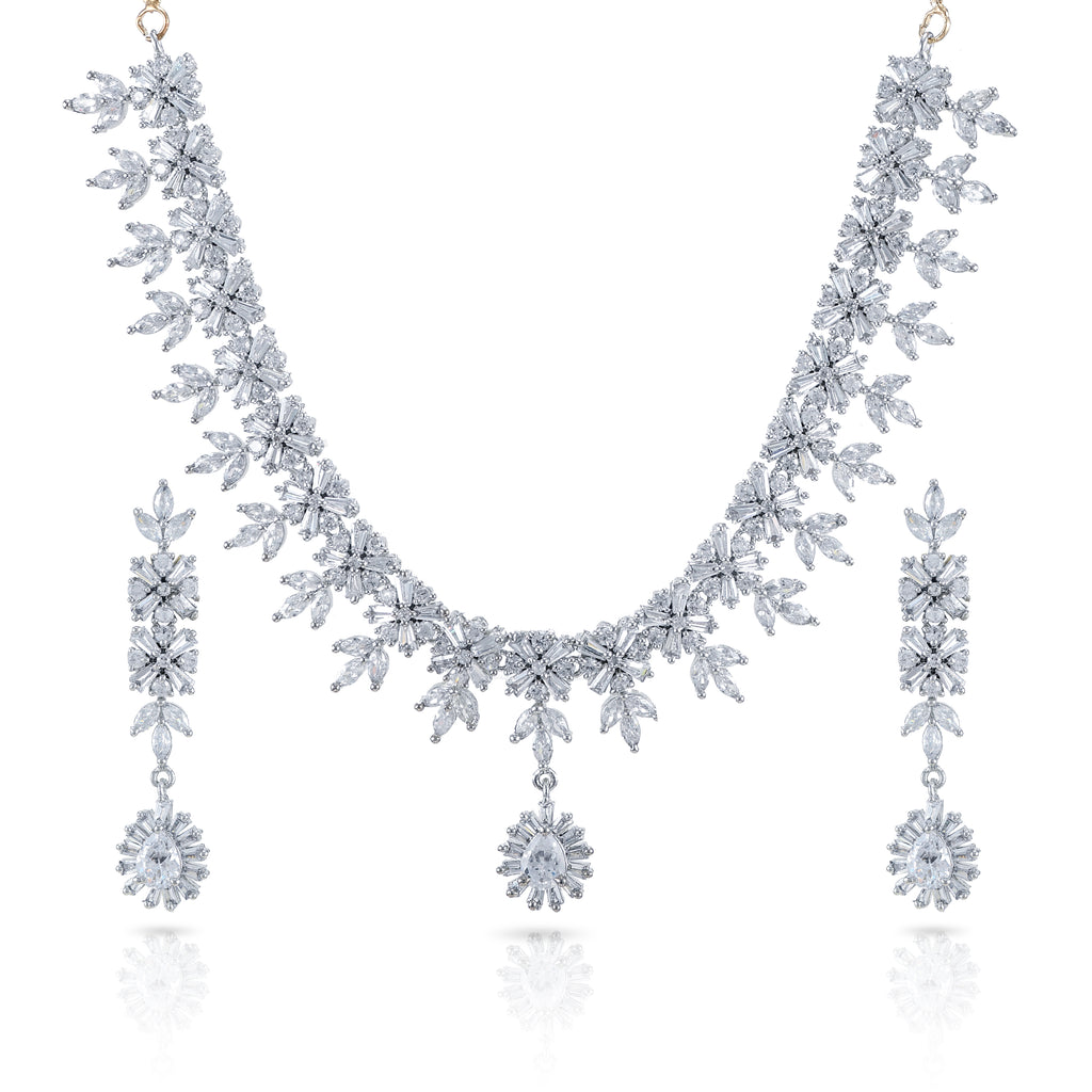 Charms Sparkling AD Jewellery Set with Earrings for Women/Girls (NECK-17)