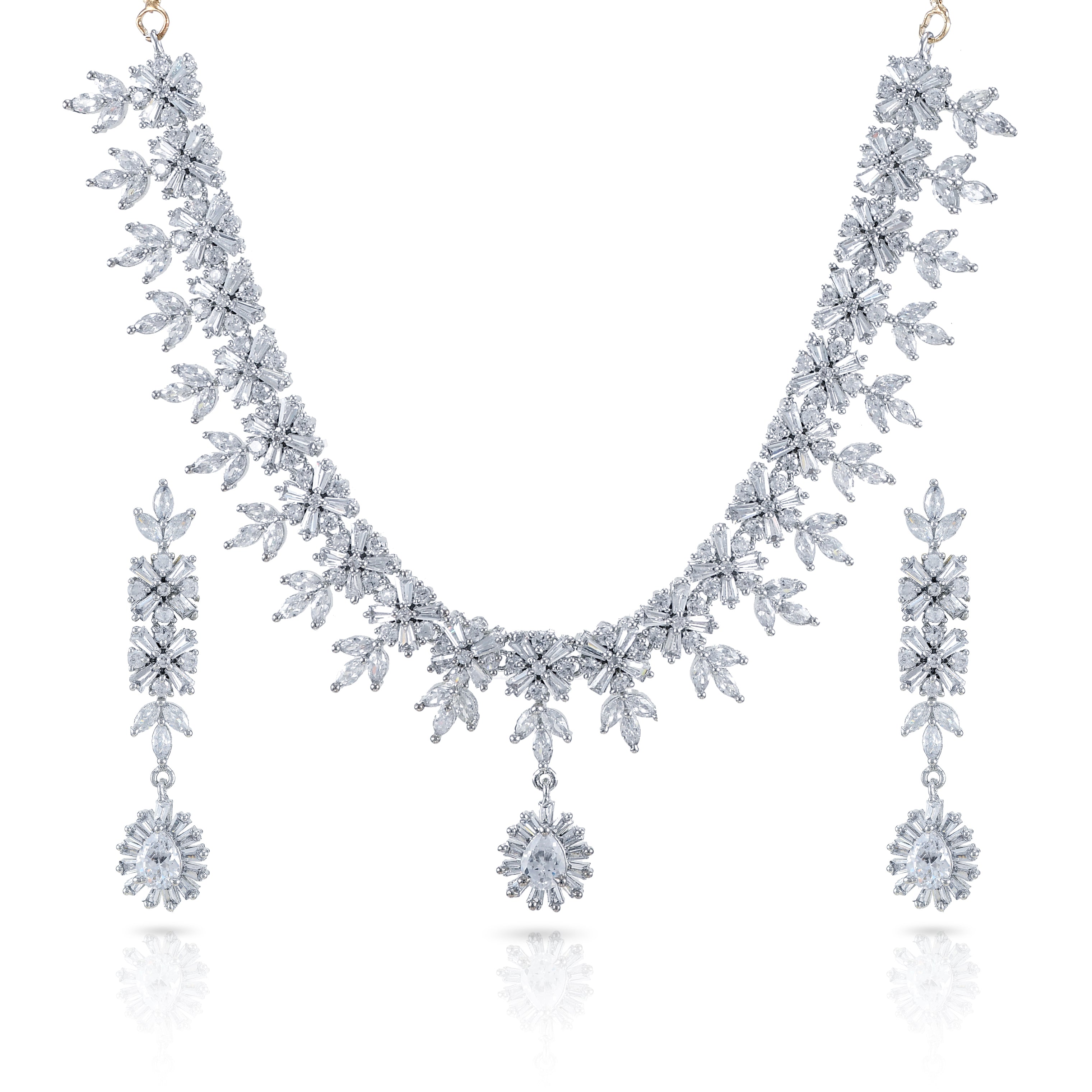 Charms Sparkling AD Jewellery Set with Earrings for Women/Girls (NECK-17)