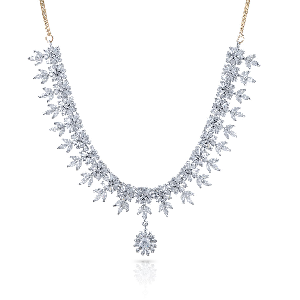 Charms Sparkling AD Jewellery Set with Earrings for Women/Girls (NECK-17)
