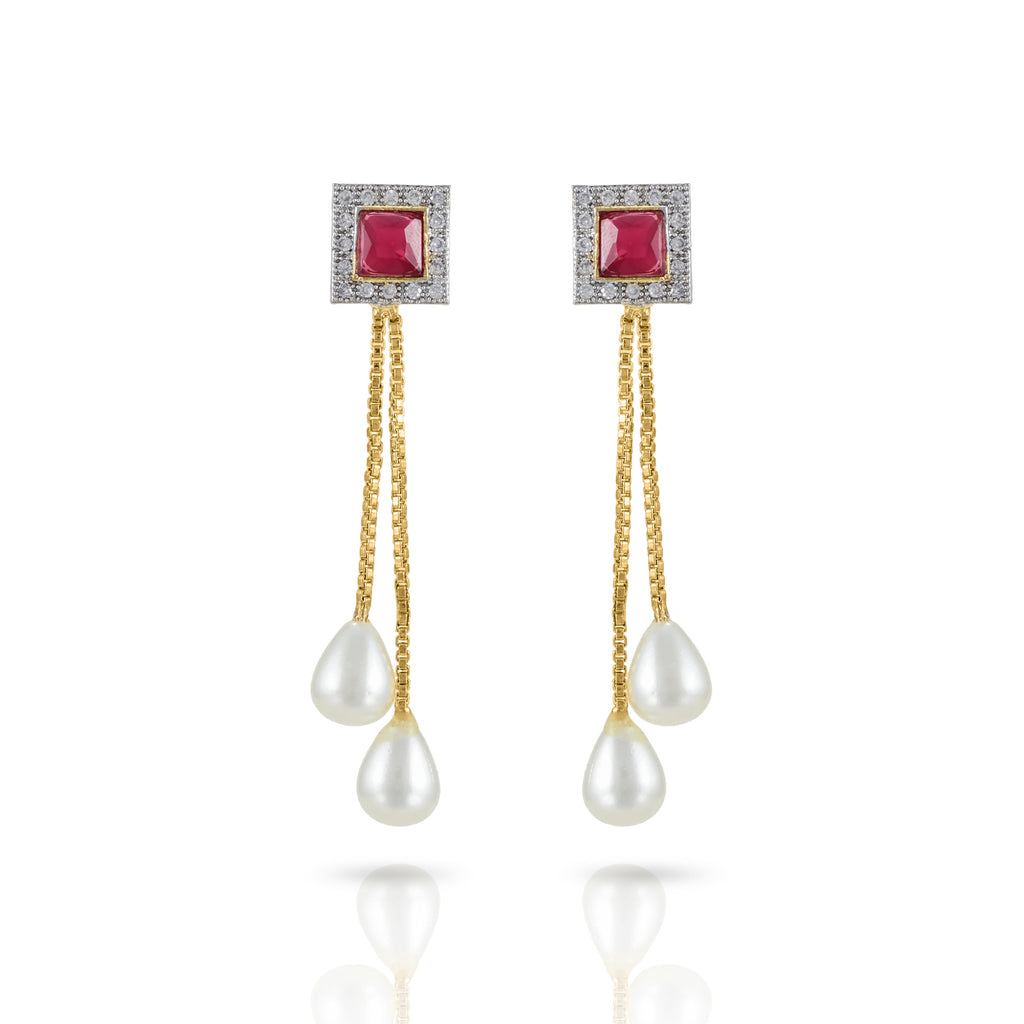Charms Collection Gold Plated Pendant Set with Earrings for Women (NECK-10)
