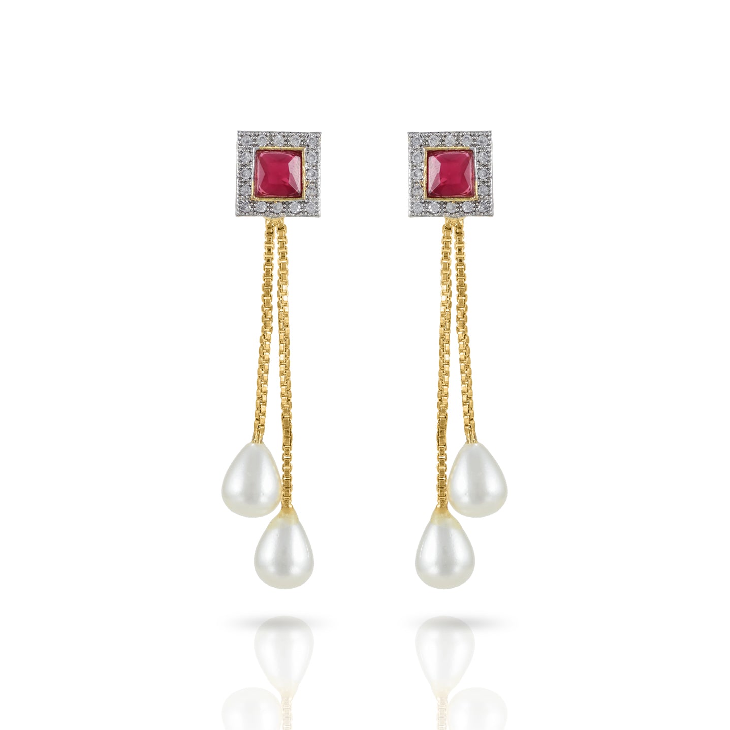 Charms Collection Gold Plated Pendant Set with Earrings for Women (NECK-10)