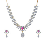 Charms Sparkling AD Jewellery Set with Earrings for Women/Girls (NECK-18)