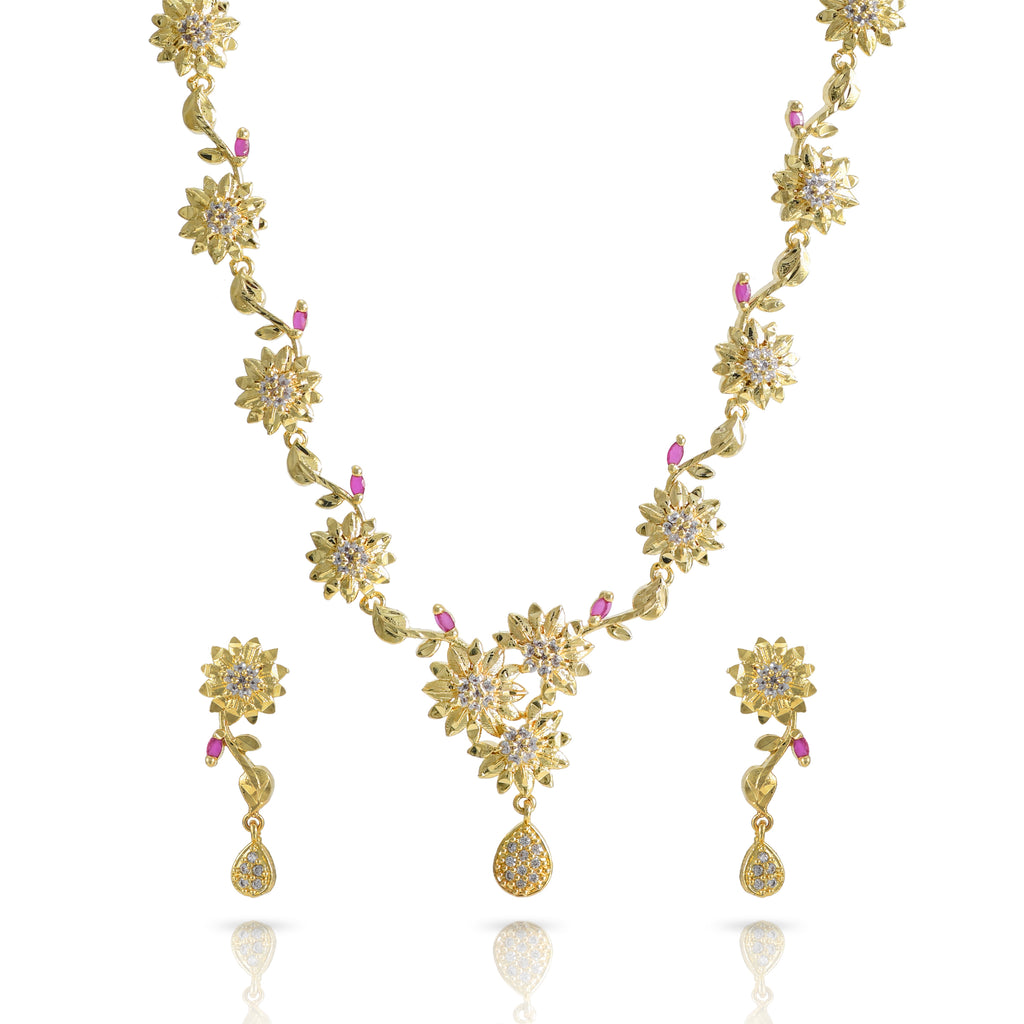 Charms Designer Gold Plated Necklace Set with Earring for Girls/Women (NECK-12)