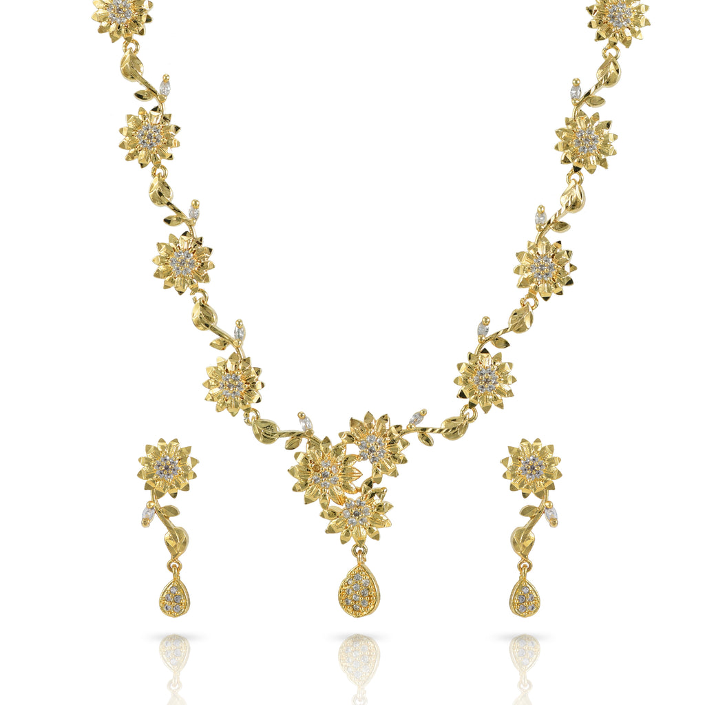 Charms Designer Gold Plated Jewellery Set with Earrings for Women/Girls (NECK-13)
