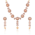 Charms Sparkling Rose Gold AD Jewellery Set with Earrings for Women/Girls (NECK-19)