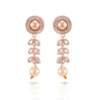 Charms Sparkling Rose Gold AD Jewellery Set with Earrings for Women/Girls (NECK-19)