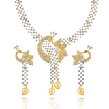 Charms Designer Gold Plated Peacock Jewellery Set with Earrings for Women/Girls (NECK-14)